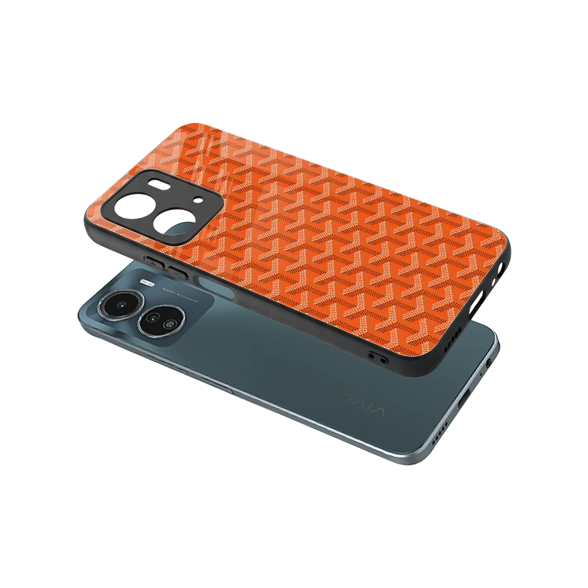 Fusion Wave Orange sleek vivo y16 cover with tempered glass back and TPU edges