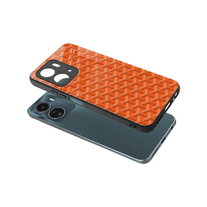 Fusion Wave Orange sleek vivo y16 cover with tempered glass back and TPU edges