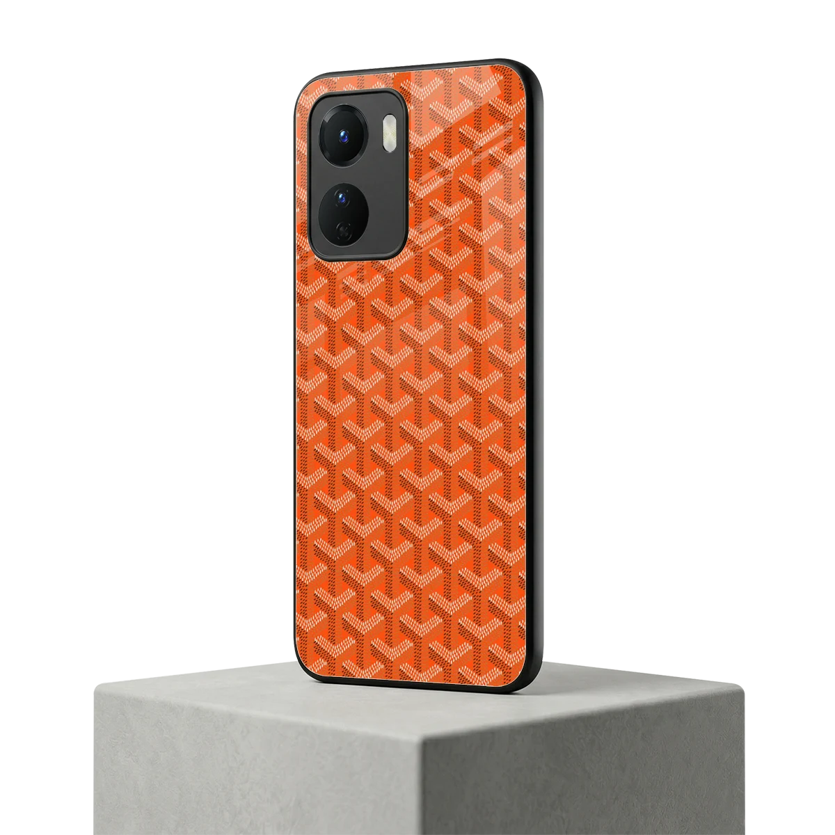 Fusion Wave Orange vivo y16 mobile cover | shockproof glass phone case