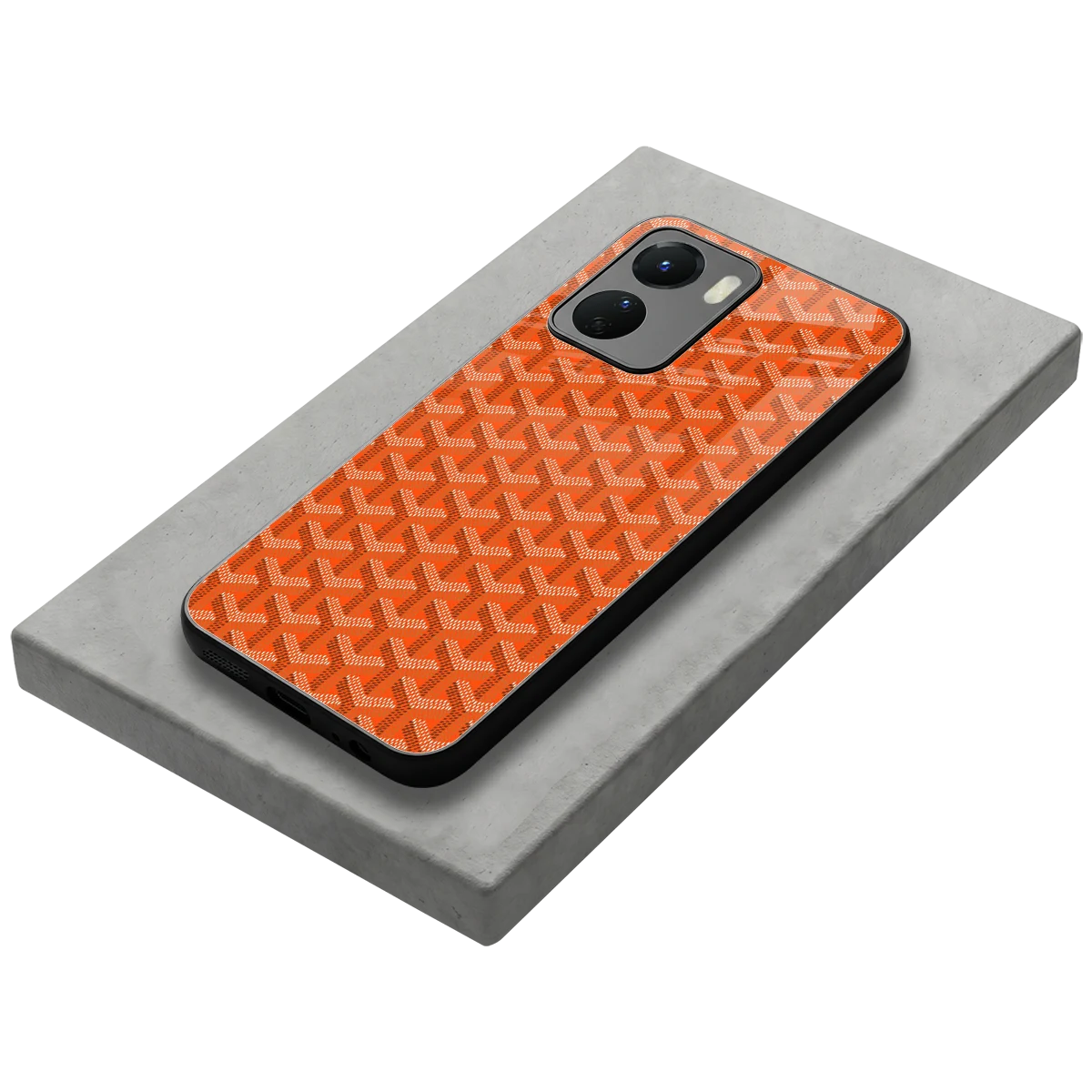 Fusion Wave Orange stylish phone case for vivo y16 | glossy glass and slim fit