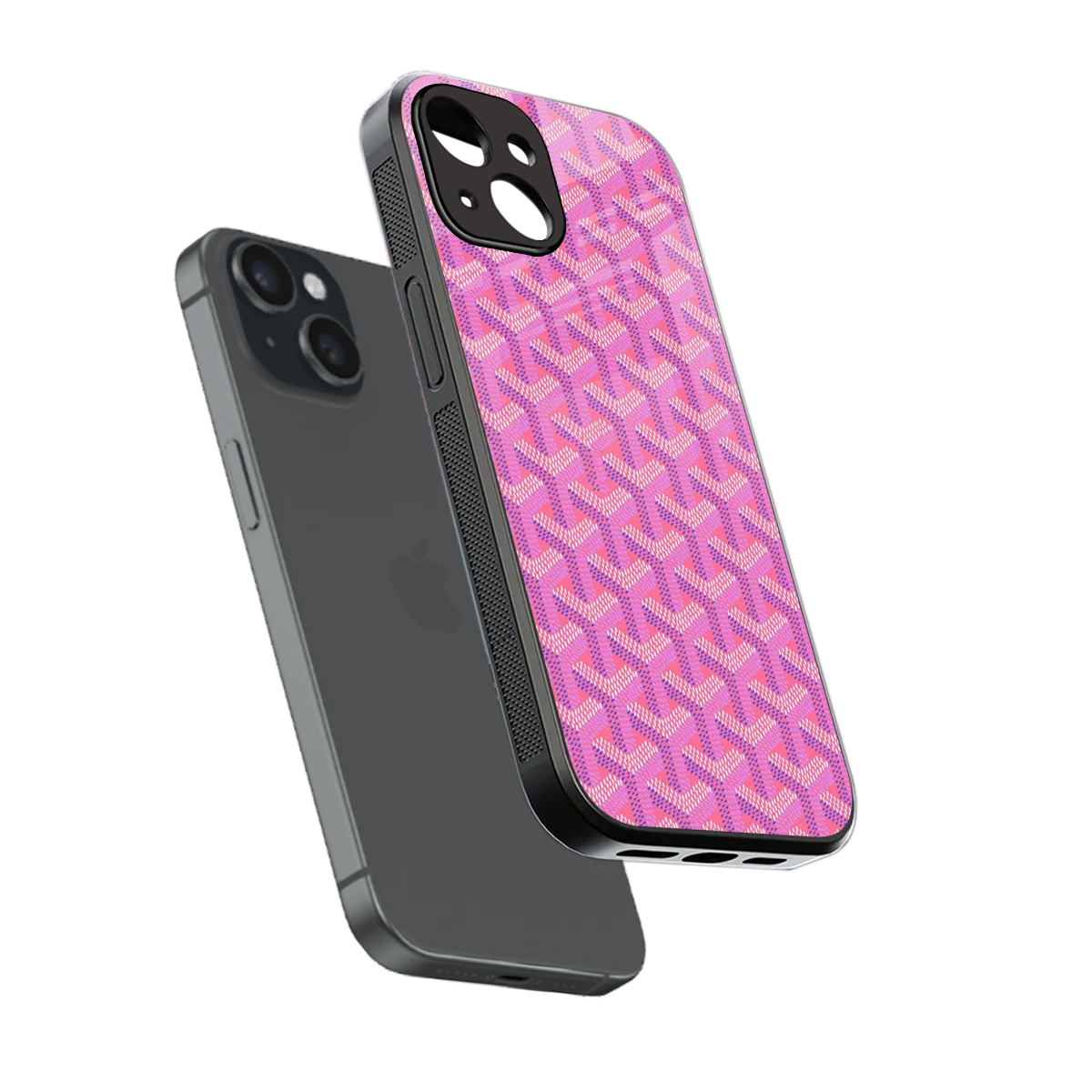 Fusion Wave Pink sleek iphone 15 cover with tempered glass back and TPU edges