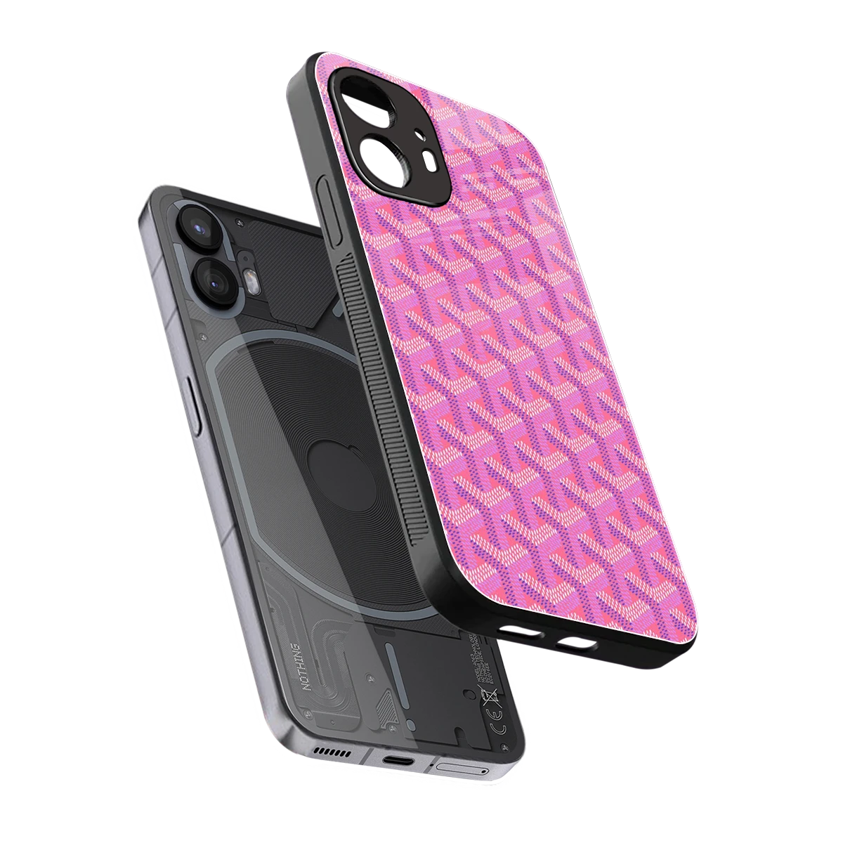 Fusion Wave Pink sleek nothing phone 2 cover with tempered glass back and TPU edges