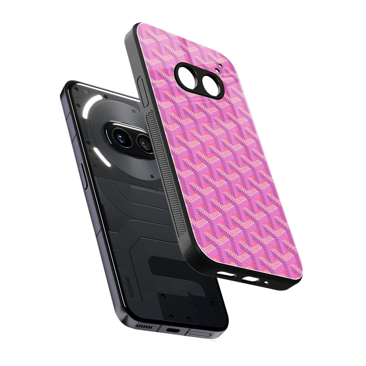 Fusion Wave Pink sleek nothing phone 2a plus cover with tempered glass back and TPU edges