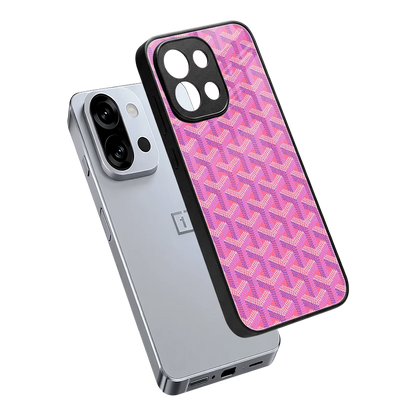Fusion Wave Pink sleek oneplus 13s cover with tempered glass back and TPU edges