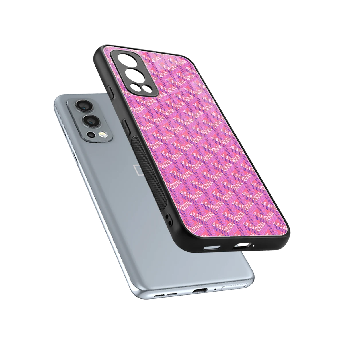 Fusion Wave Pink sleek oneplus nord 2 cover with tempered glass back and TPU edges