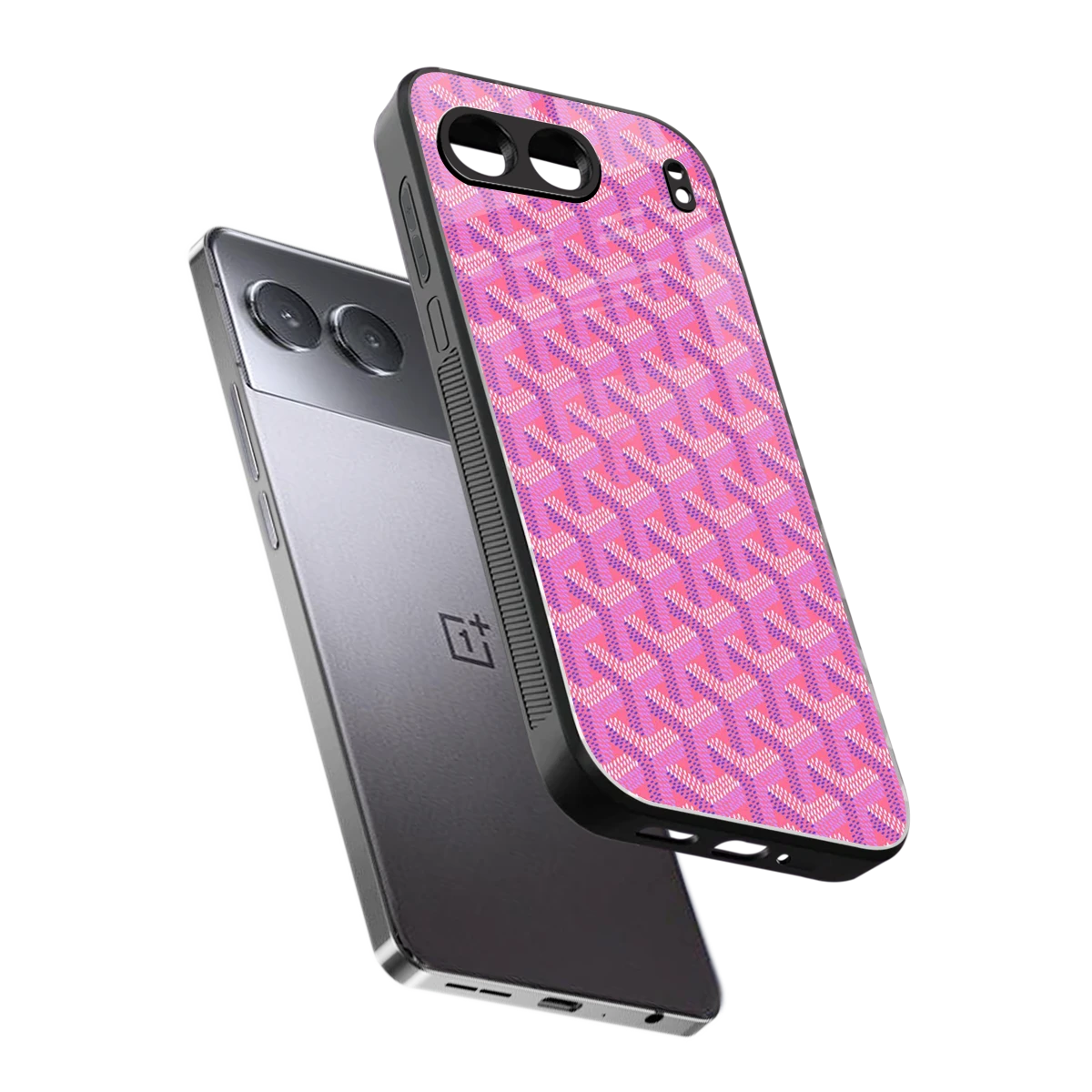 Fusion Wave Pink sleek oneplus nord 4 cover with tempered glass back and TPU edges