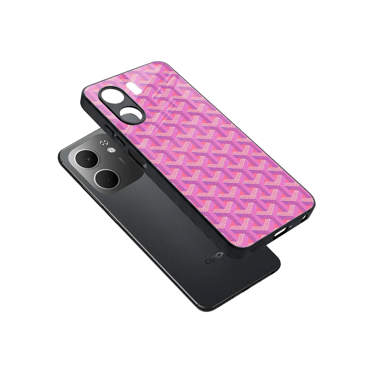Fusion Wave Pink sleek oppo a5x 5g cover with tempered glass back and TPU edges