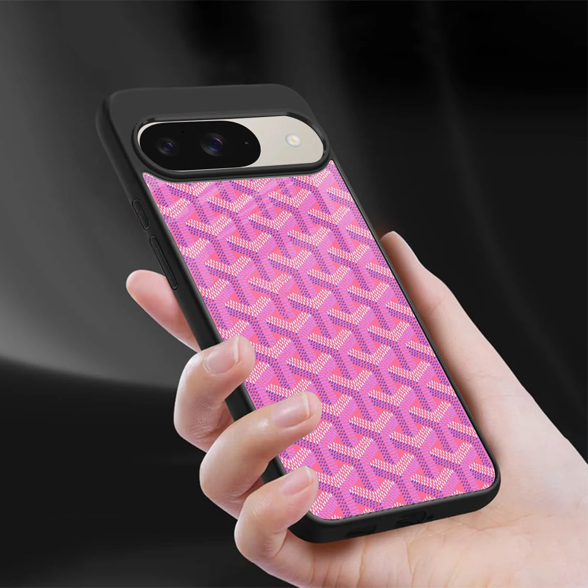 Fusion Wave Pink sleek google pixel 9 cover with tempered glass back and TPU edges