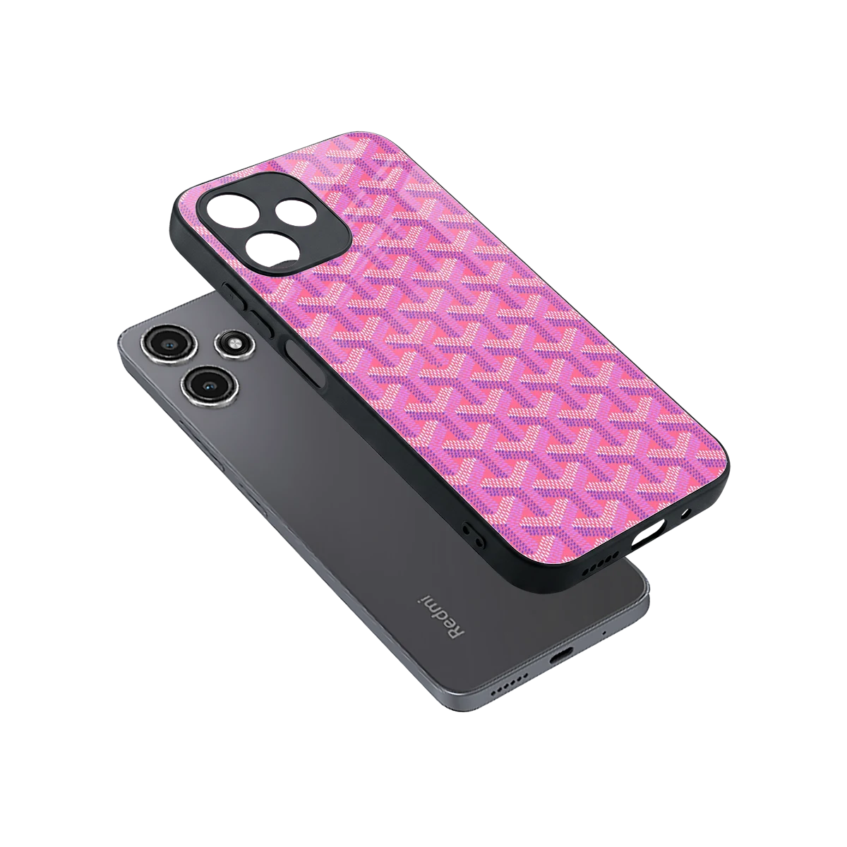 Fusion Wave Pink sleek redmi 12 5g cover with tempered glass back and TPU edges