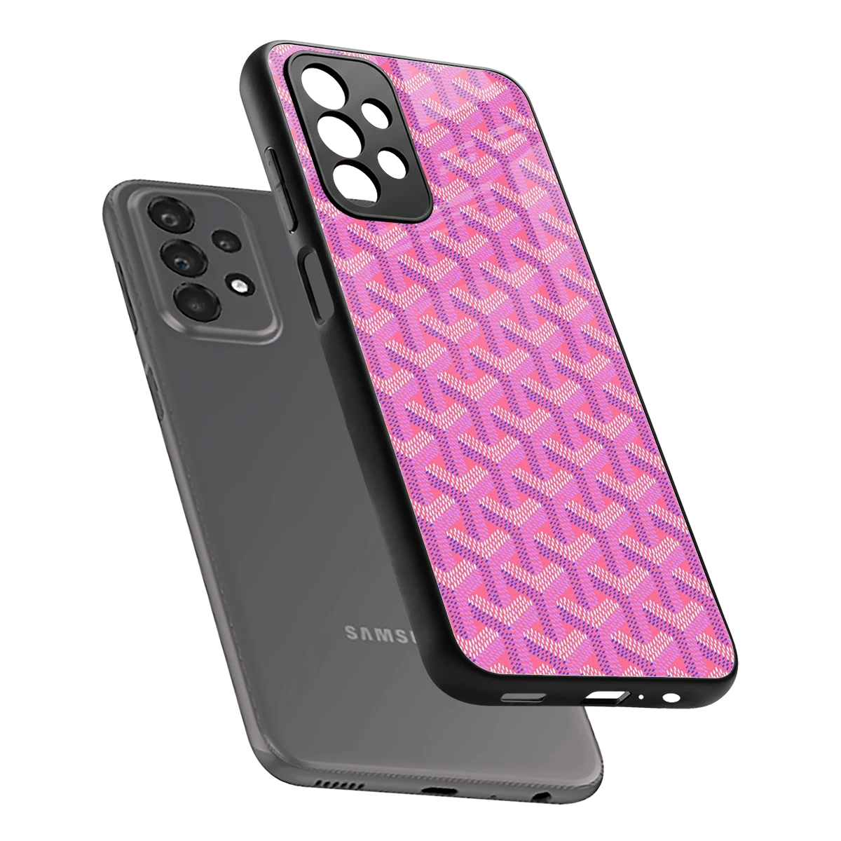Fusion Wave Pink sleek samsung galaxy a23 cover with tempered glass back and TPU edges