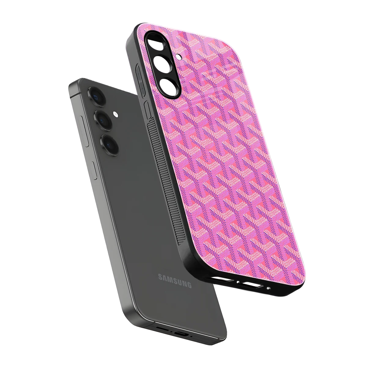 Fusion Wave Pink sleek samsung galaxy a55 5g cover with tempered glass back and TPU edges
