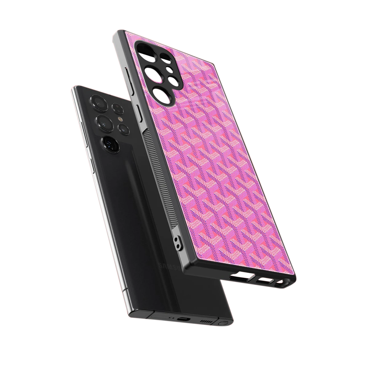 Fusion Wave Pink sleek samsung galaxy s23 ultra cover with tempered glass back and TPU edges