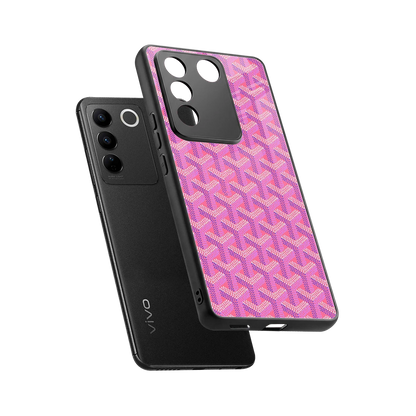 Fusion Wave Pink sleek vivo v27 5g cover with tempered glass back and TPU edges