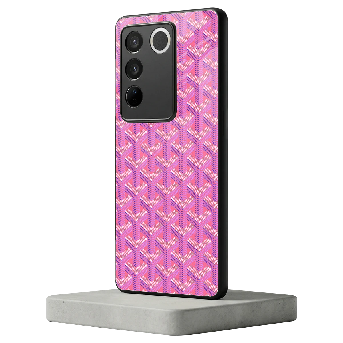 Fusion Wave Pink vivo v27 5g mobile cover | shockproof glass phone case