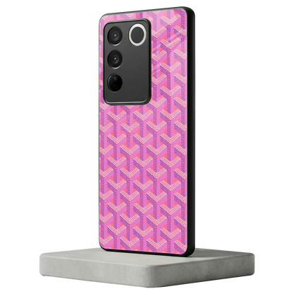 Fusion Wave Pink vivo v27 5g mobile cover | shockproof glass phone case