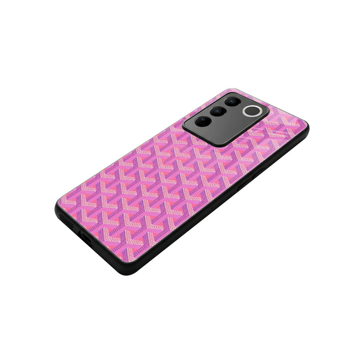 Fusion Wave Pink stylish phone case for vivo v27 5g | glossy glass and slim fit