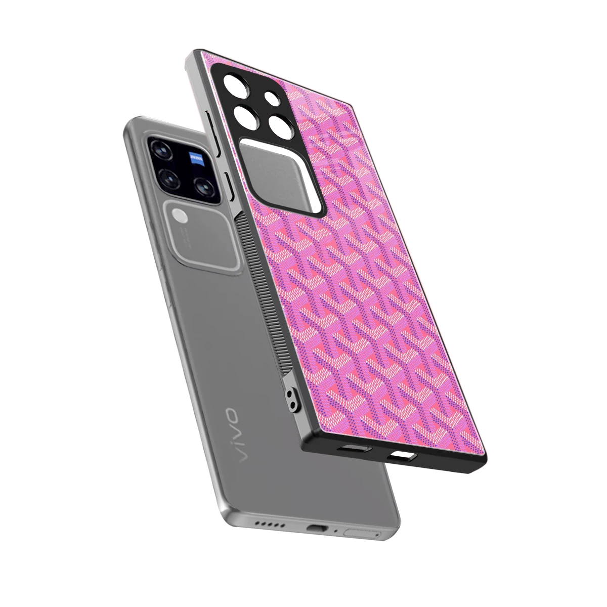Fusion Wave Pink sleekvivo v30 pro cover with tempered glass back and TPU edges