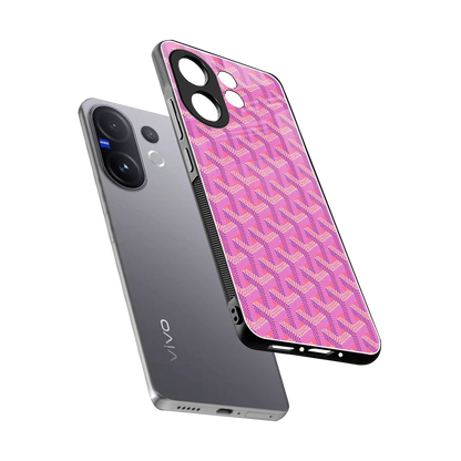 Fusion Wave Pink sleek vivo v60 cover with tempered glass back and TPU edges