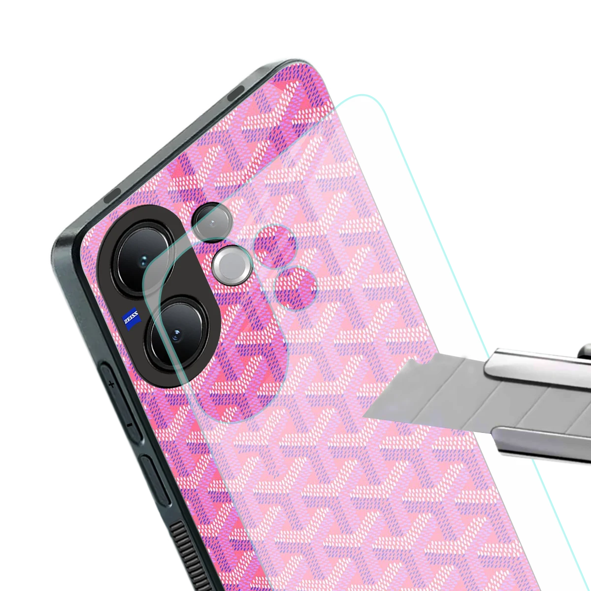 Fusion Wave Pink stylish phone case for vivo v60 | glossy glass and slim fit