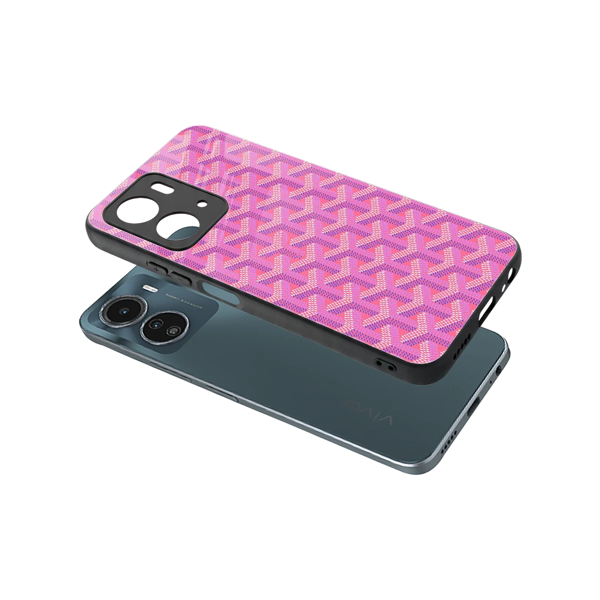 Fusion Wave Pink sleek vivo y16 cover with tempered glass back and TPU edges