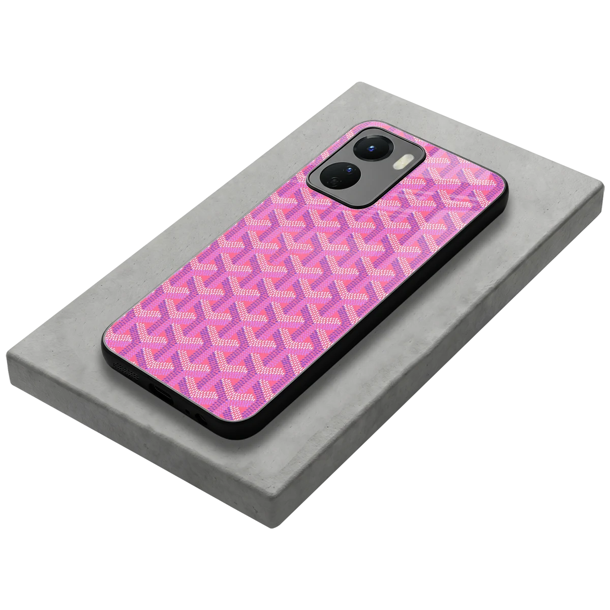 Fusion Wave Pink stylish phone case for vivo y16 | glossy glass and slim fit
