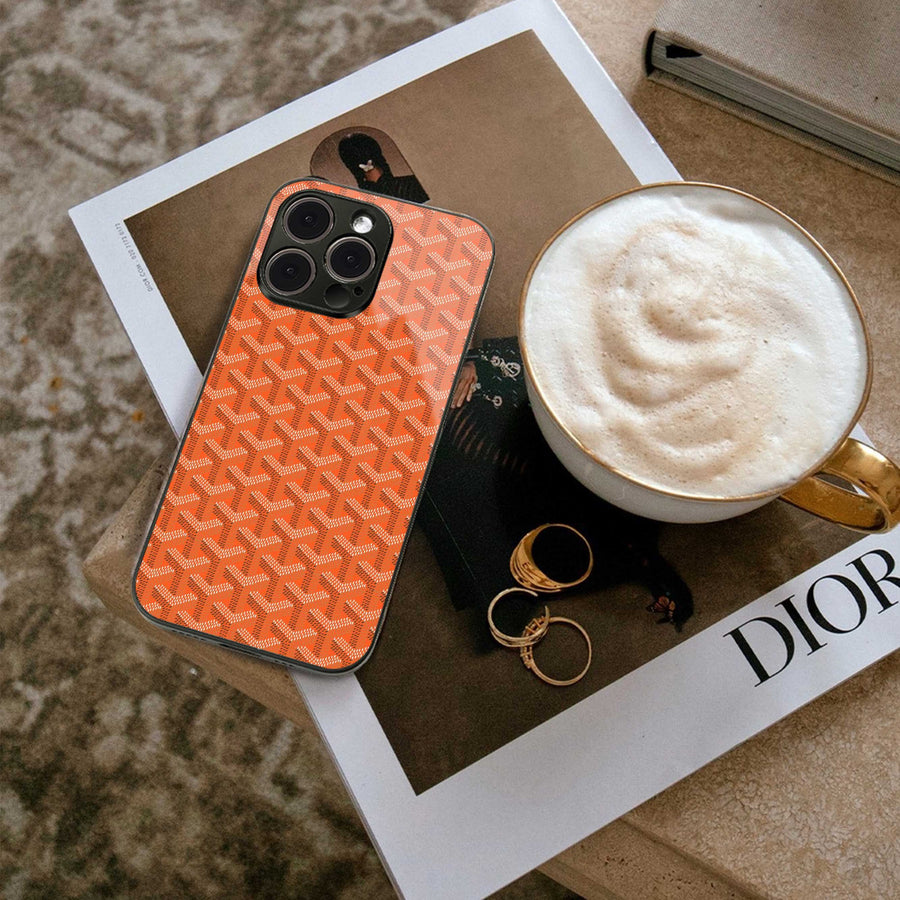 Fusion Wave Orange Phone Case for Iphone 15 Pro | Glass Case