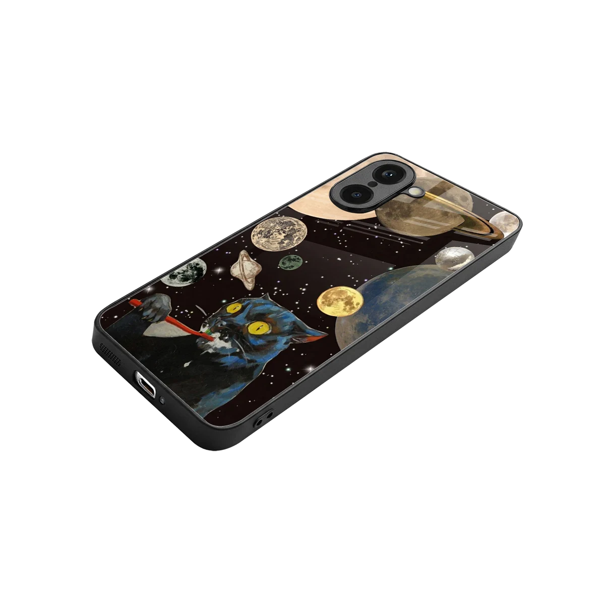 Galactic Purr stylish phone case for oneplus nord ce5 5g | glossy glass and slim fit