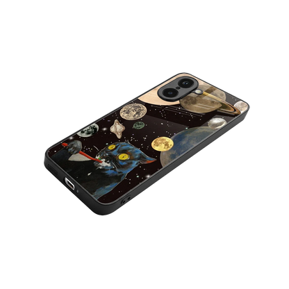 Galactic Purr stylish phone case for oneplus nord ce5 5g | glossy glass and slim fit