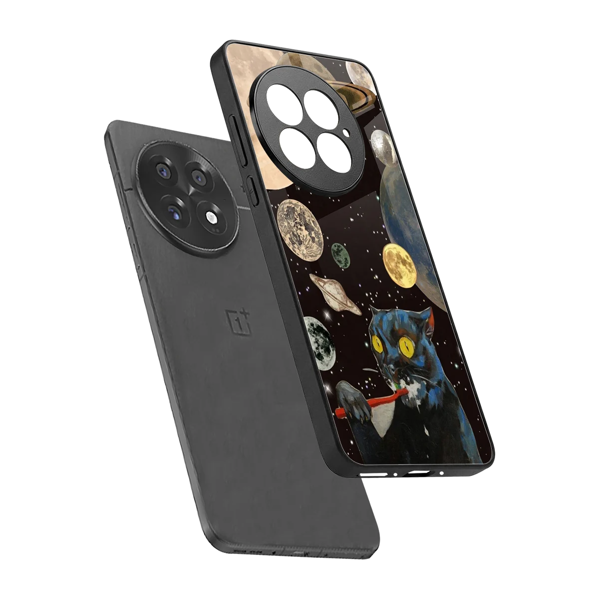 Galactic Purr sleek oneplus 13 cover with tempered glass back and TPU edges