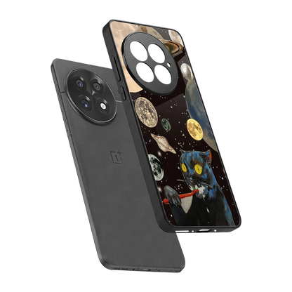 Galactic Purr sleek oneplus 13 cover with tempered glass back and TPU edges