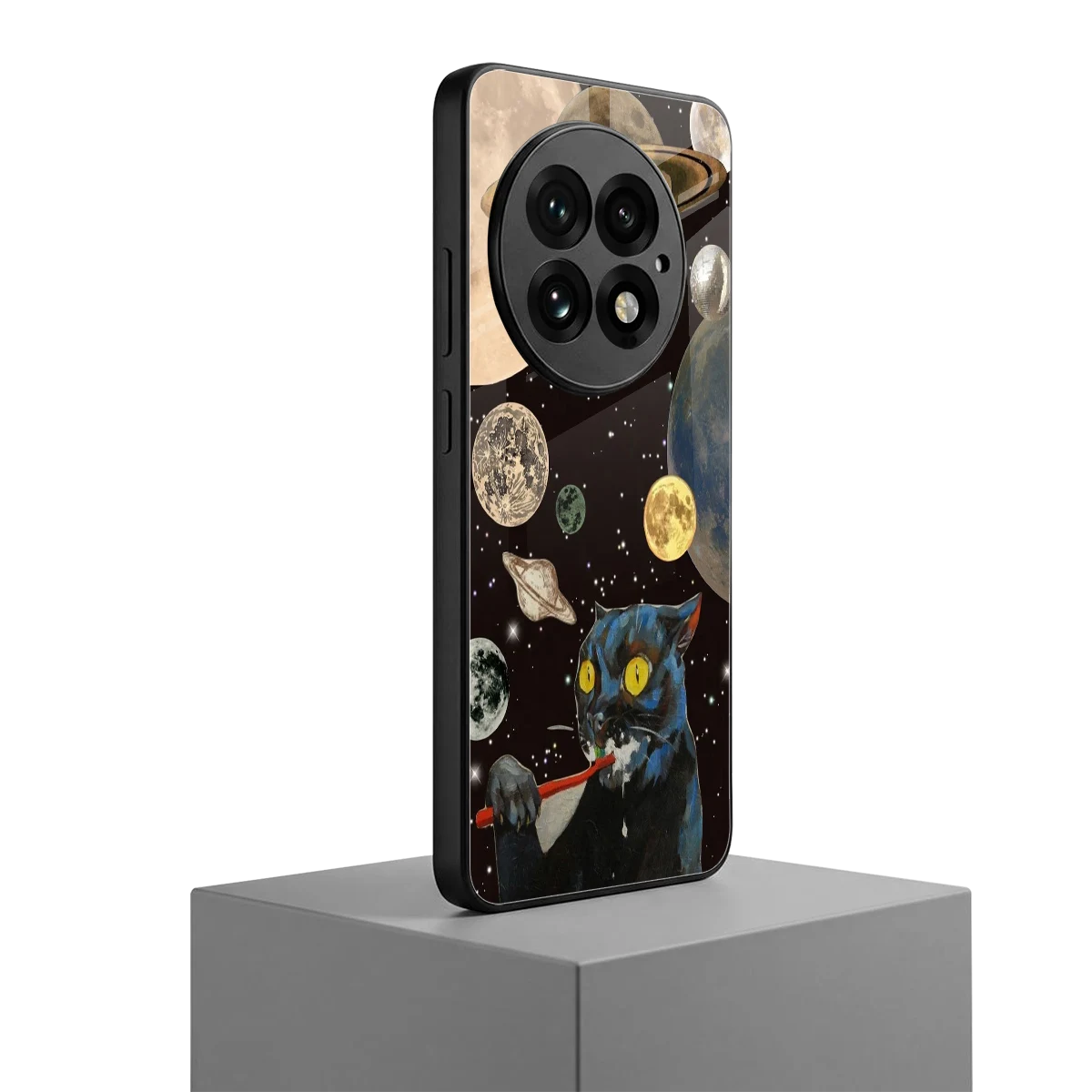 Galactic Purr oneplus 13 mobile cover | shockproof glass phone case