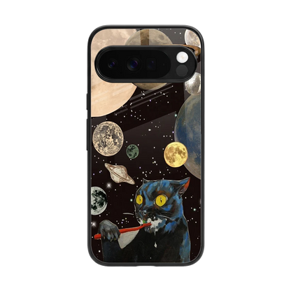 Galactic Purr back phone cover | glass case for google pixel 10 pro xl