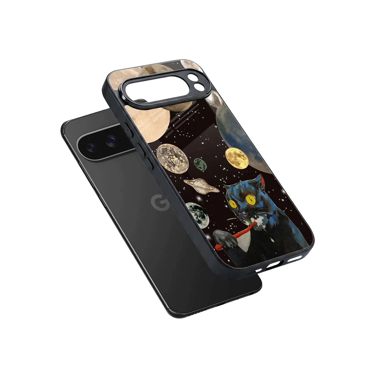 Galactic Purr sleek google pixel 10 pro xl cover with tempered glass back and TPU edges