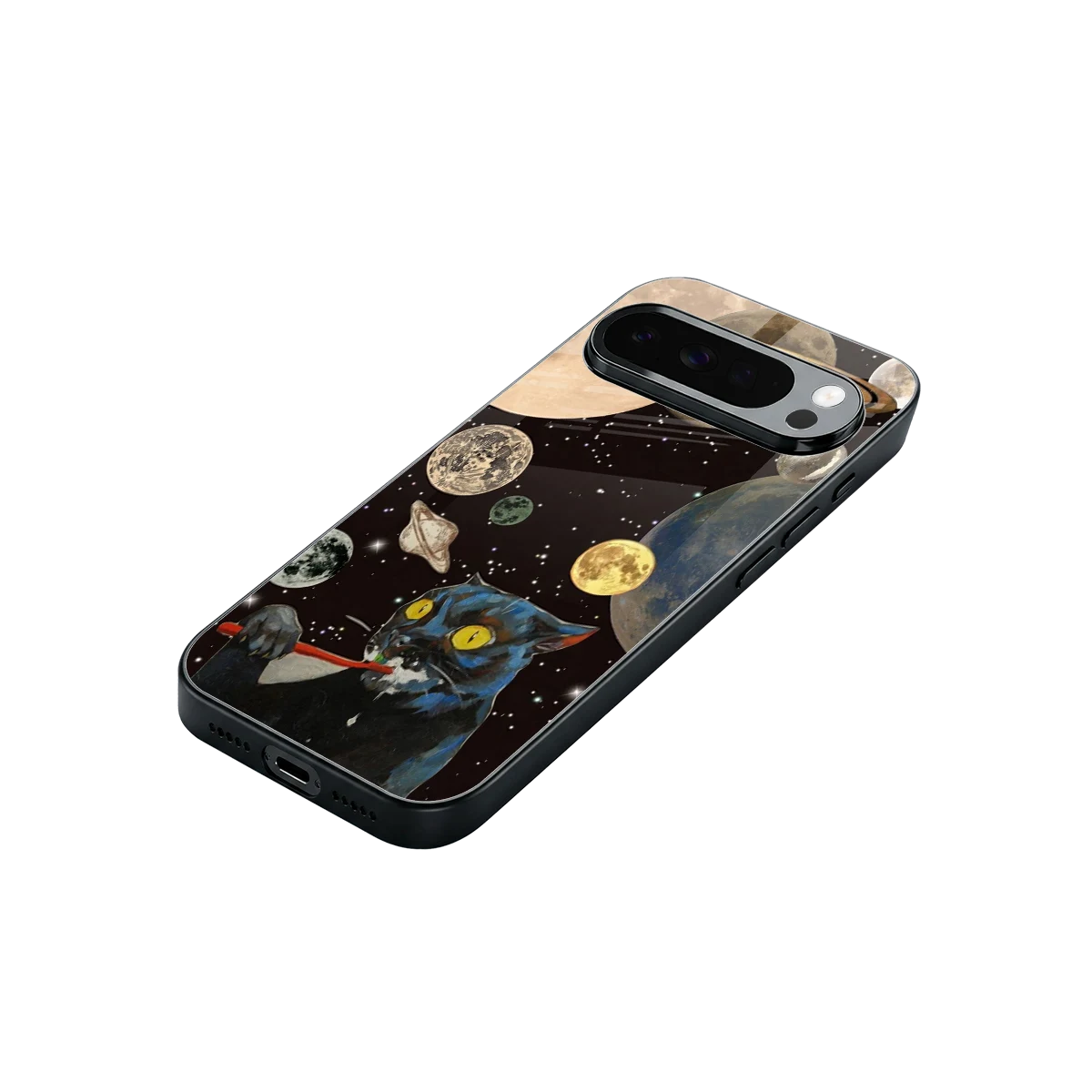 Galactic Purr stylish phone case for google pixel 10 pro xl | glossy glass and slim fit