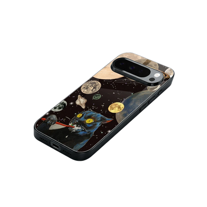 Galactic Purr stylish phone case for google pixel 10 pro xl | glossy glass and slim fit