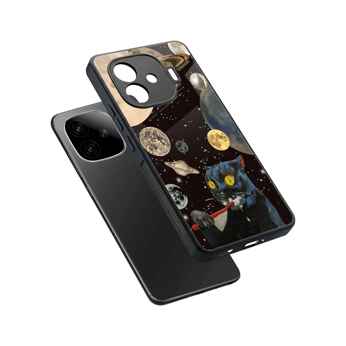 Galactic Purr sleek iqoo neo 10r 5g cover with tempered glass back and TPU edges