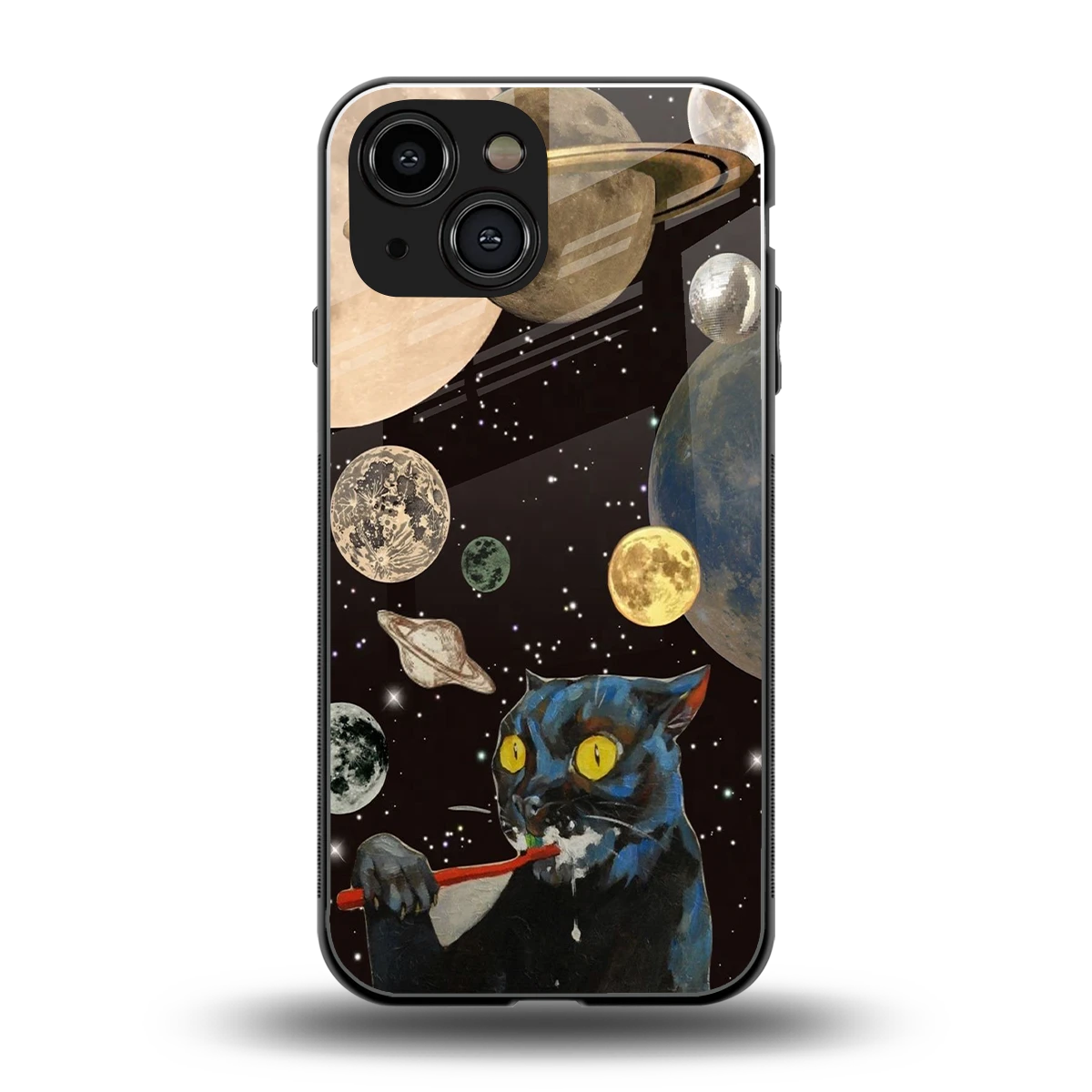 Galactic Purr back phone cover | glass case for iphone 13 mini