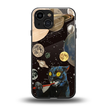 Galactic Purr back phone cover | glass case for iphone 13 mini