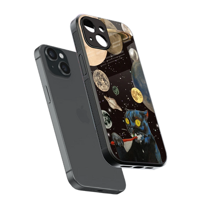 Galactic Purr sleek iphone 13 mini cover with tempered glass back and TPU edges