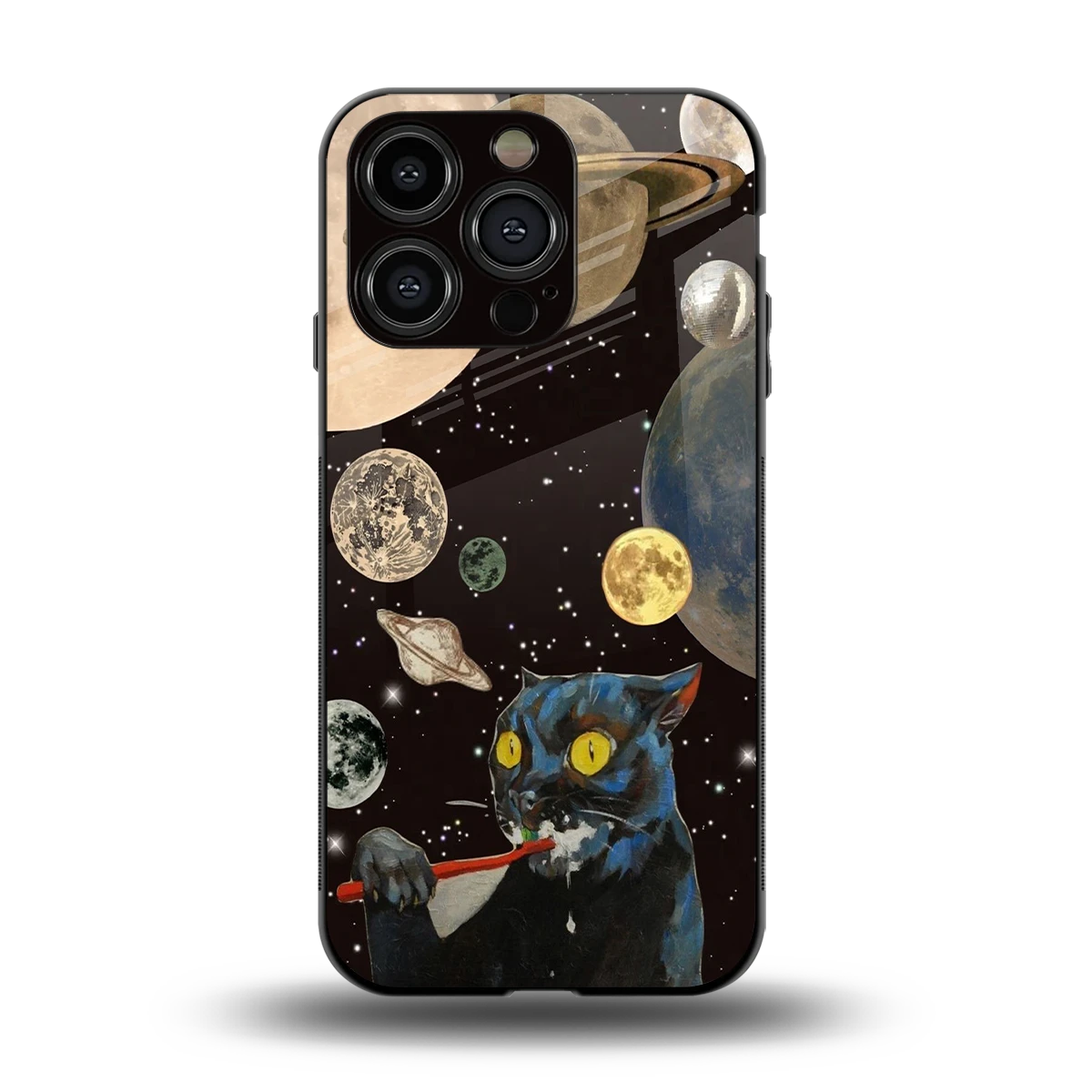 Galactic Purr back phone cover | glass case for iphone 13 pro