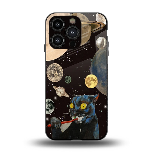 Galactic Purr back phone cover | glass case for iphone 13 pro