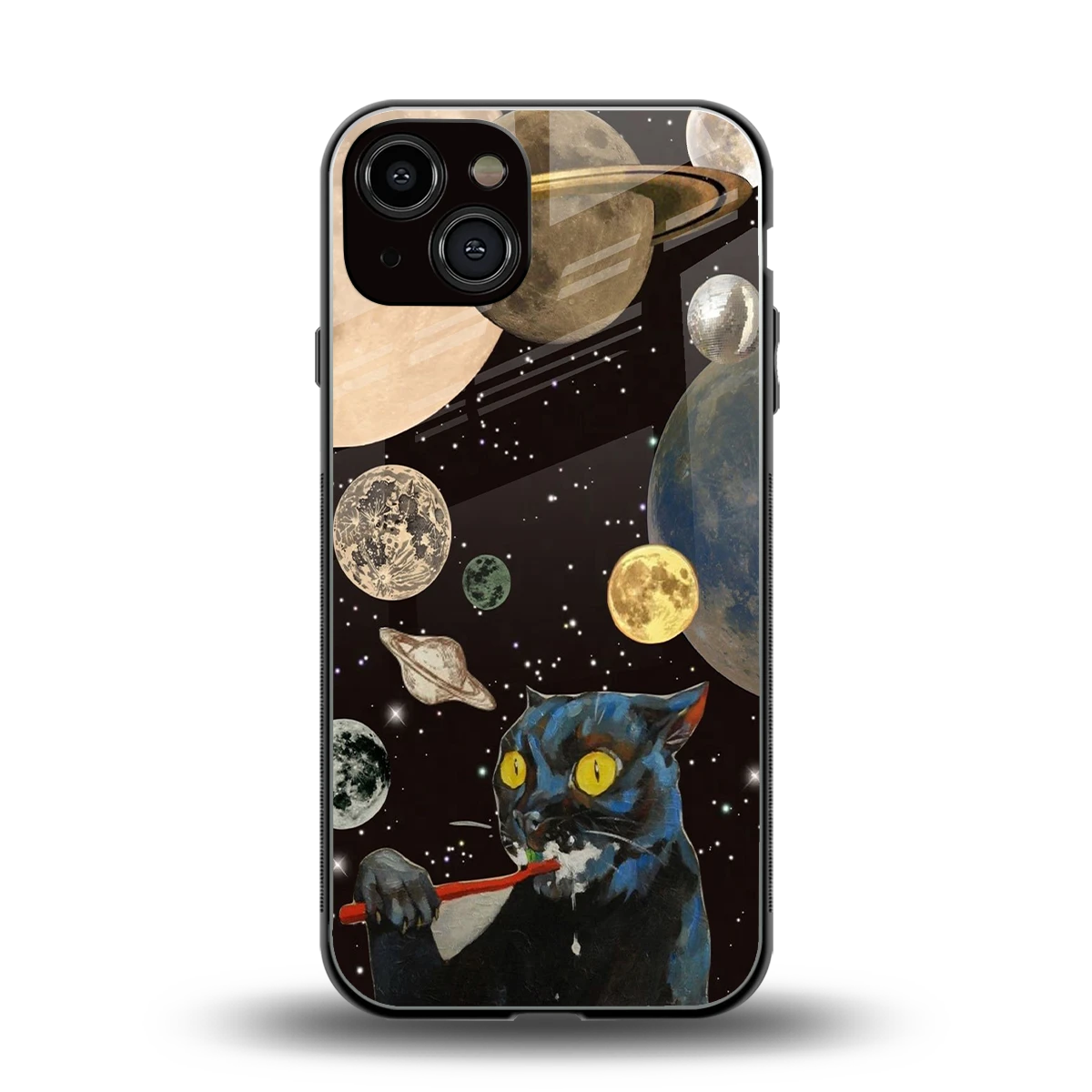 Galactic Purr back phone cover | glass case for iphone 14