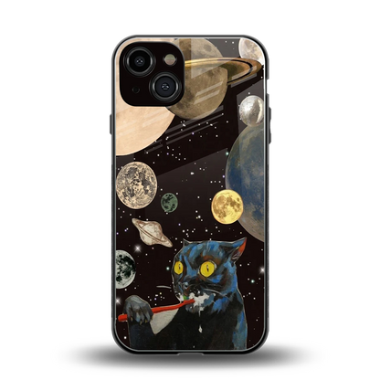 Galactic Purr back phone cover | glass case for iphone 14