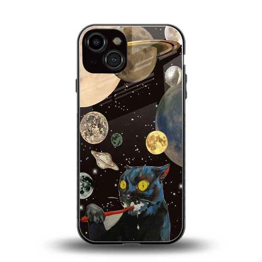 Galactic Purr back phone cover | glass case for iphone 14