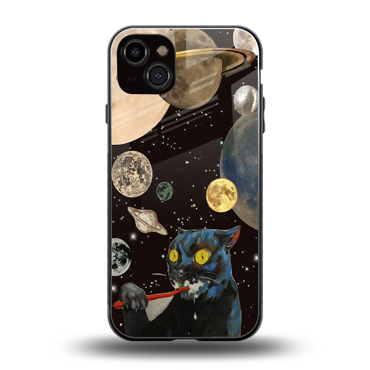 Galactic Purr back phone cover | glass case for iphone 14 plus