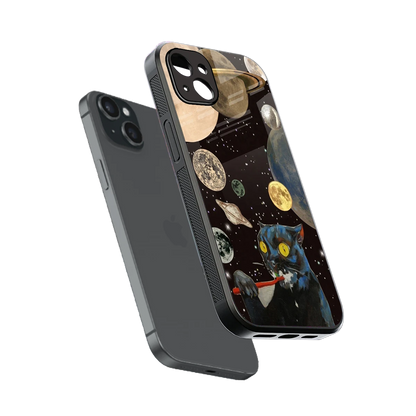 Galactic Purr sleek iphone 14 plus cover with tempered glass back and TPU edges
