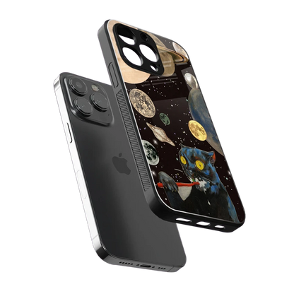 Galactic Purr sleek iphone 15 pro max cover with tempered glass back and TPU edges