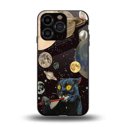 Galactic Purr back phone cover | glass case for iphone 15 pro