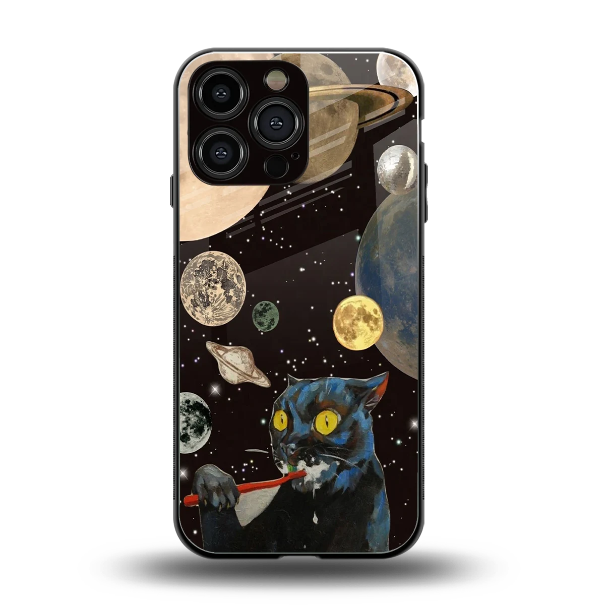 Galactic Purr back phone cover | glass case for iphone 16 pro max