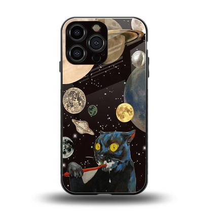 Galactic Purr back phone cover | glass case for iphone 16 pro max